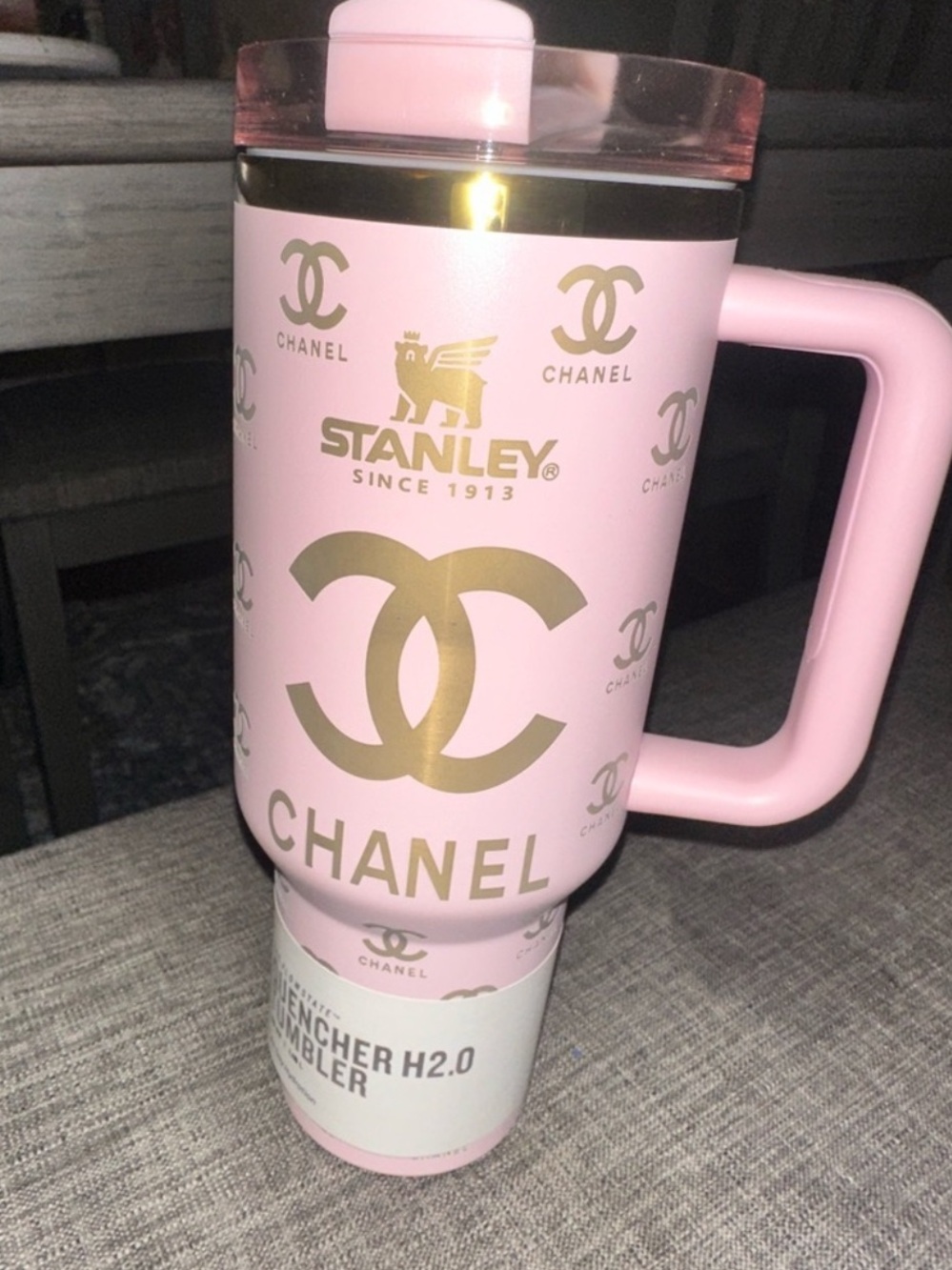 CC Pink Tumbler with Gold Logo Accents 40oz NEW